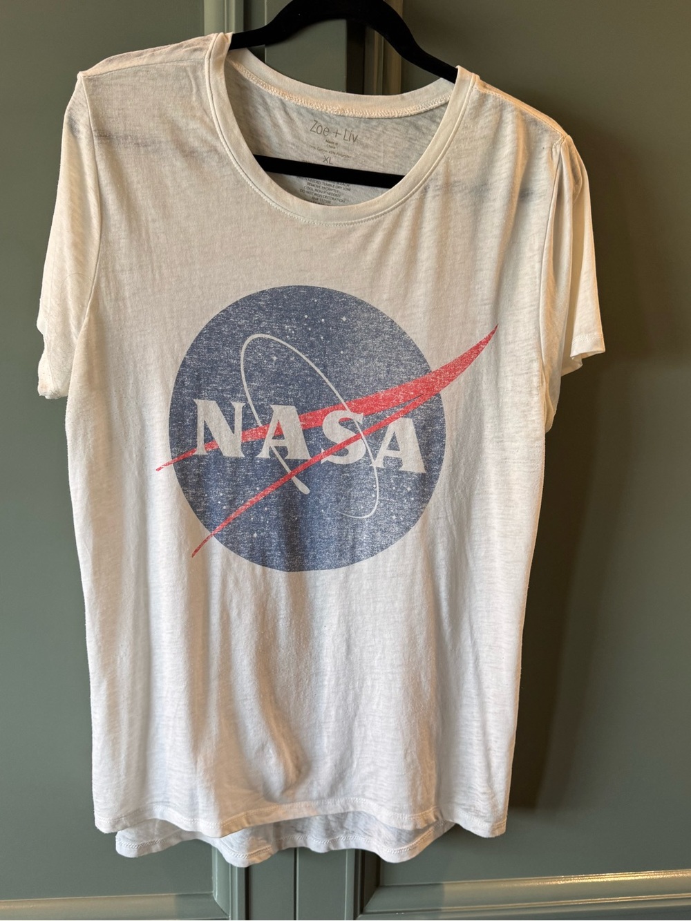 NASA Graphic Tee - Creme with Blue & Red Logo